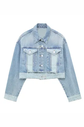 'Wilma' Collared Denim Short Jacket