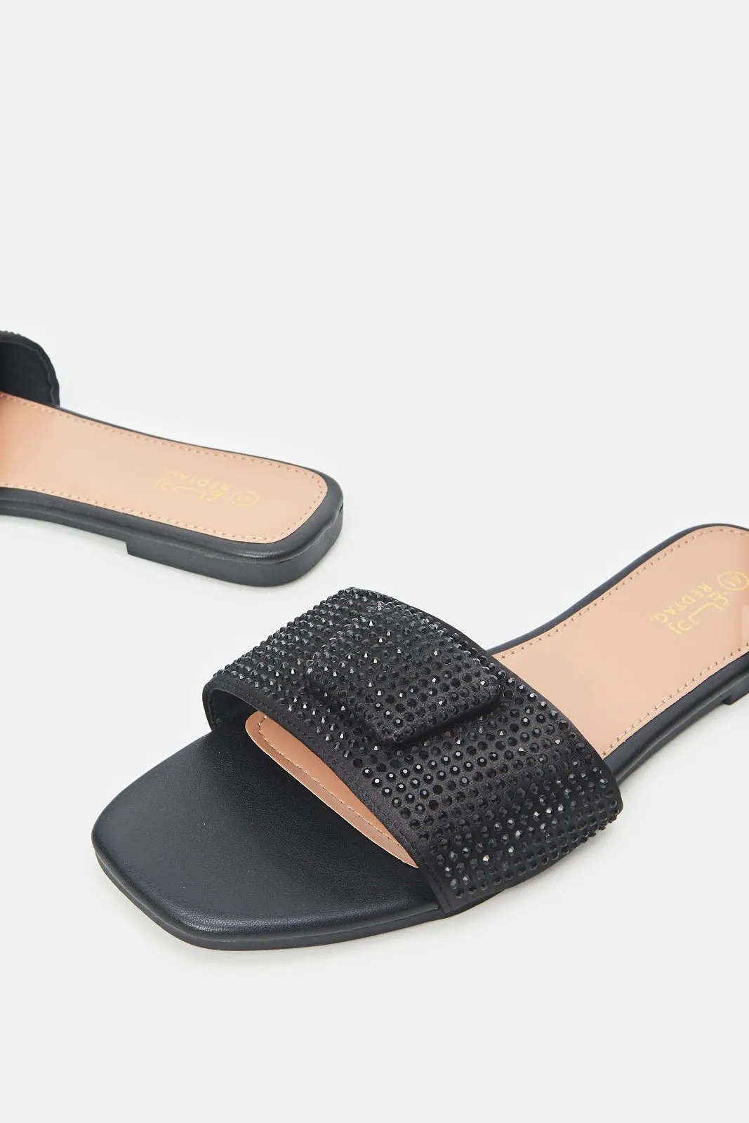 Women Black Embellished Mule