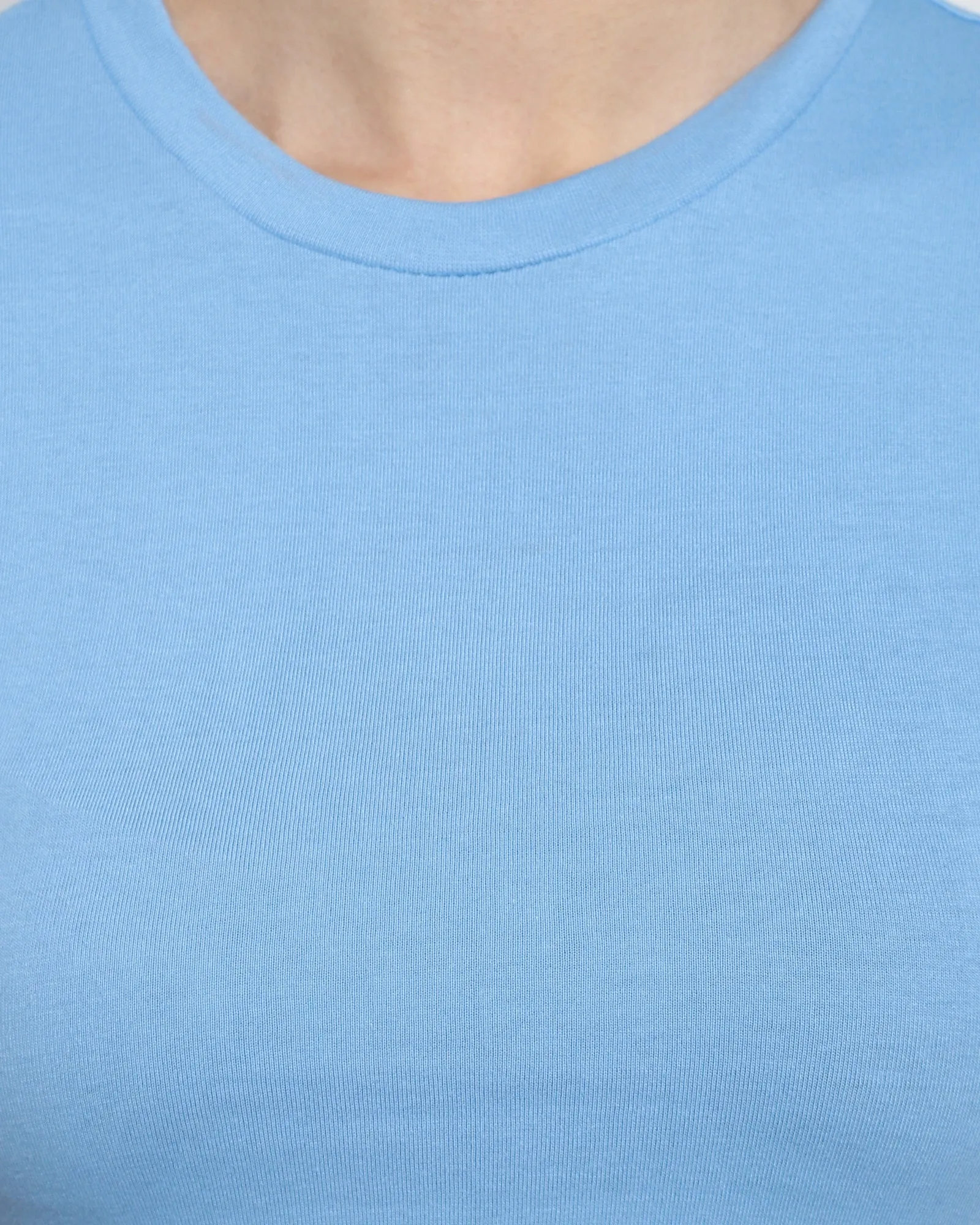 Women Crew Neck Top: Cyan Blue