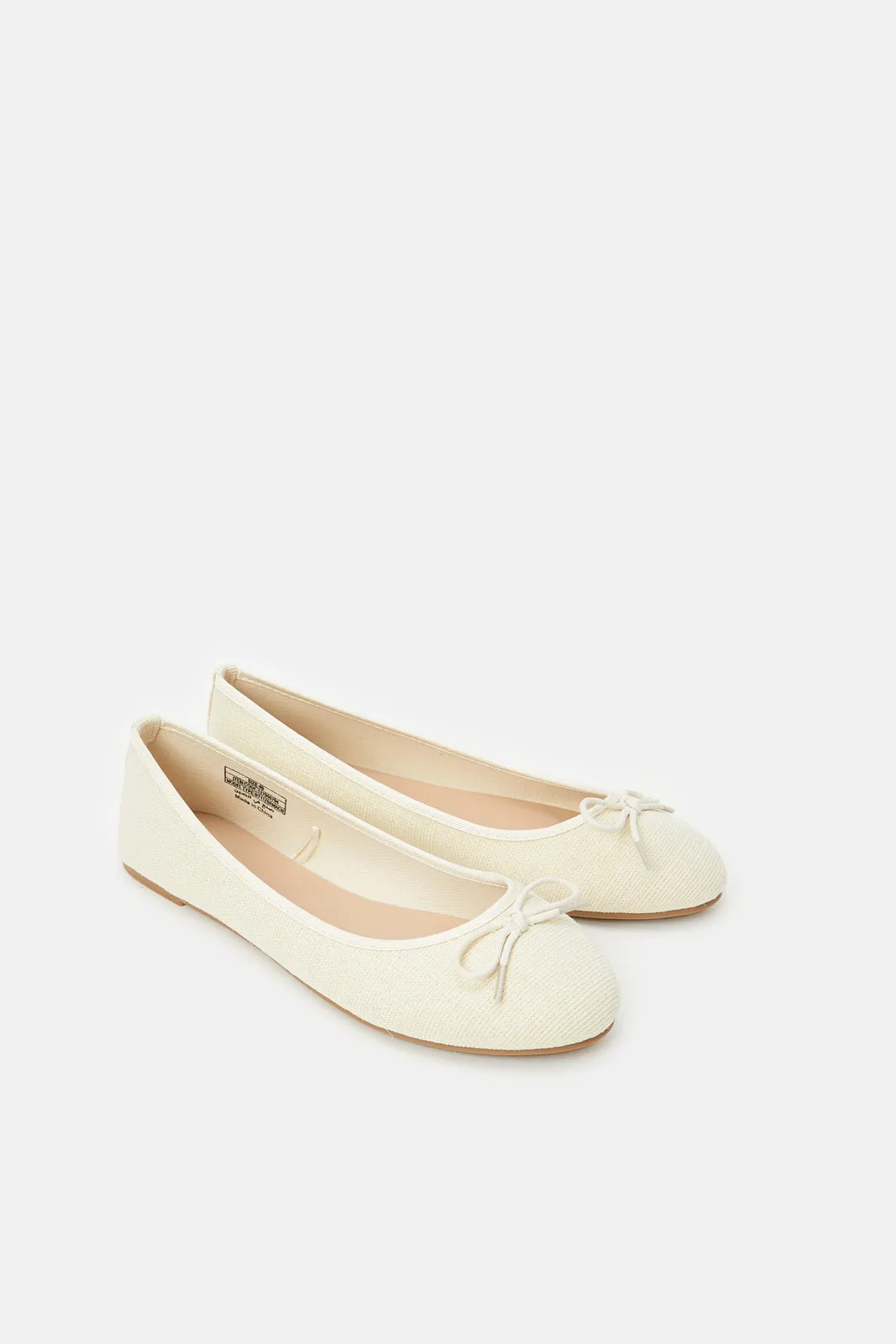 Women Ivory Linen Ballerina