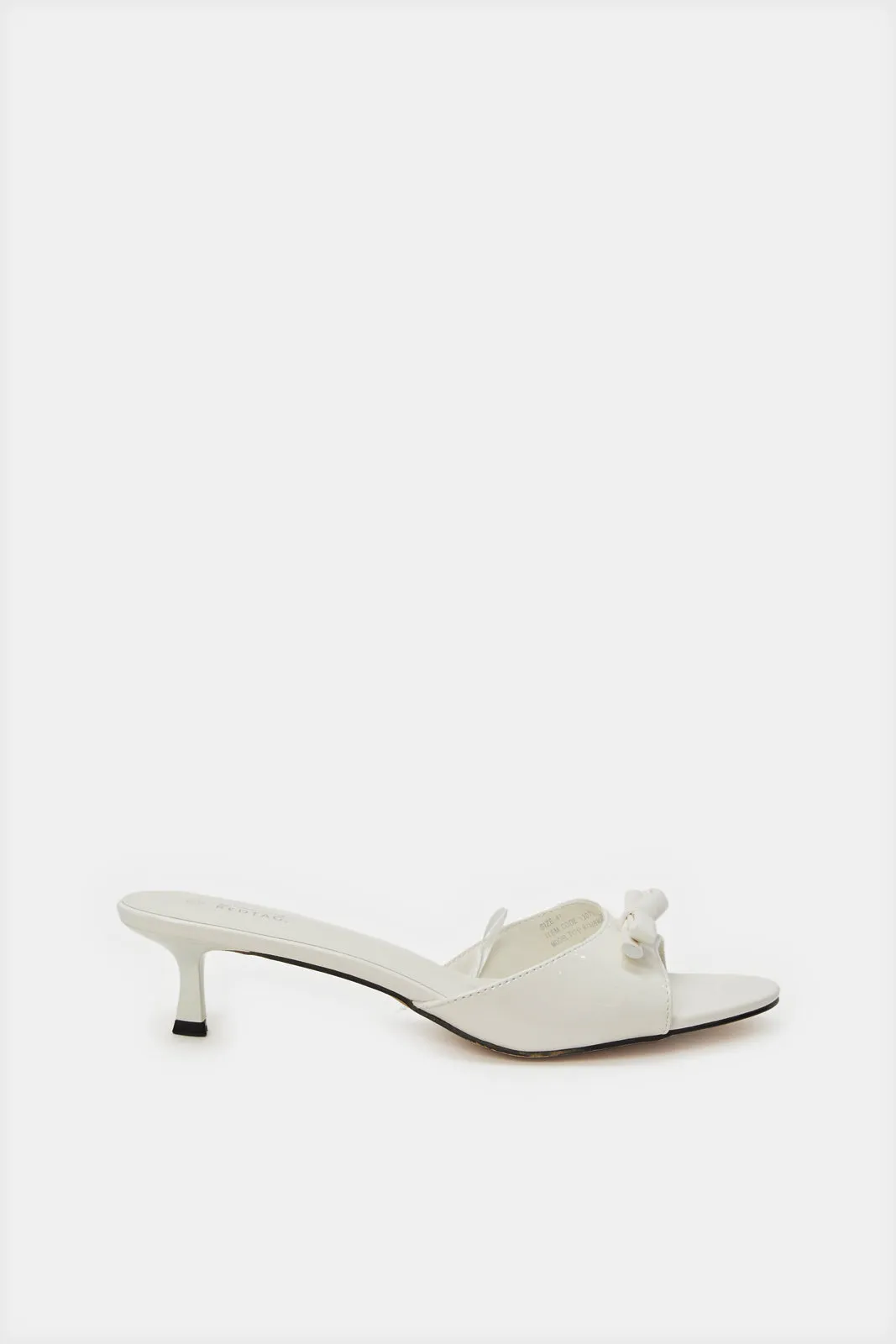 Women White Mule With Bow Trim