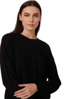 Women's Cashmere Crew Neck Sweater in Black