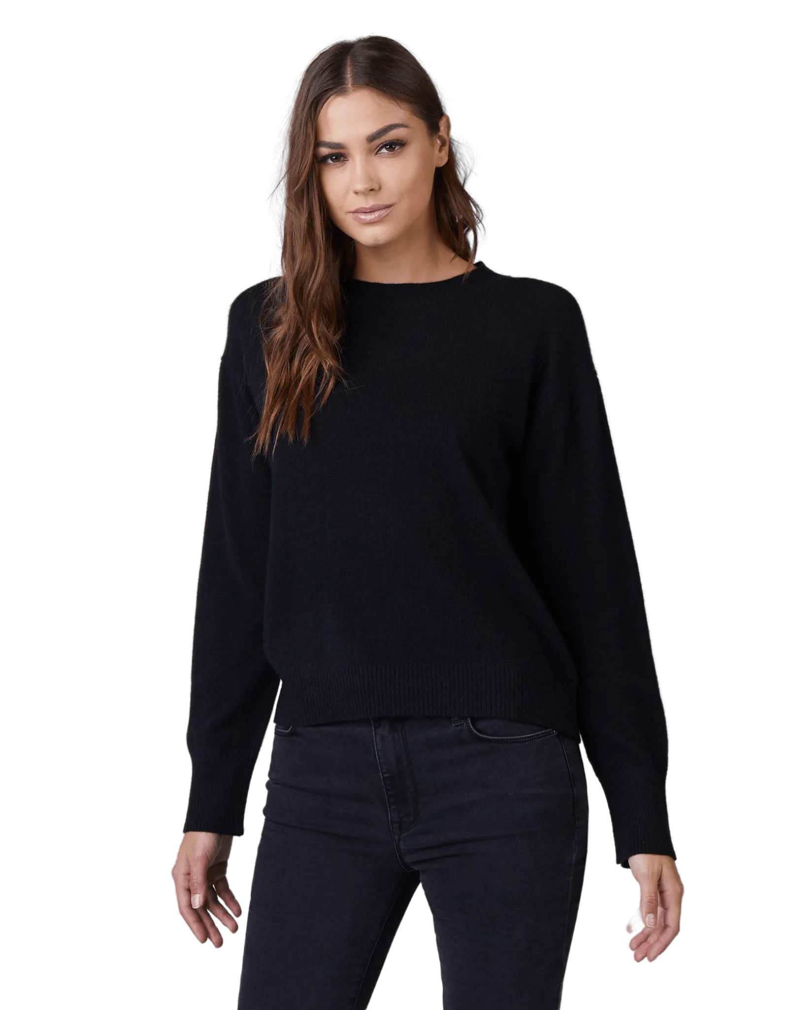 Women's Cashmere Crew Neck Sweater in Black