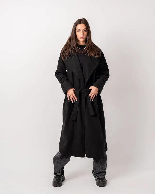 Women's Oversized Black Wool Blend Coat - Heavyweight, Soft, Stylish Winter Jacket