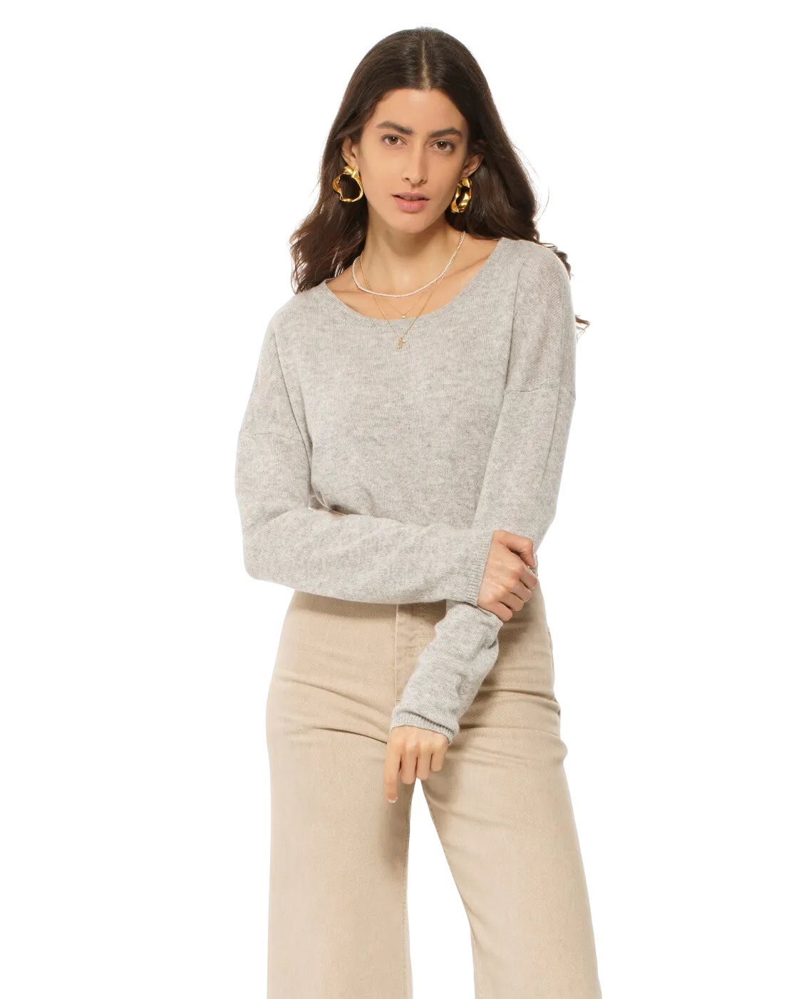 Women's Pure Cashmere Lounge Sweater Light Grey