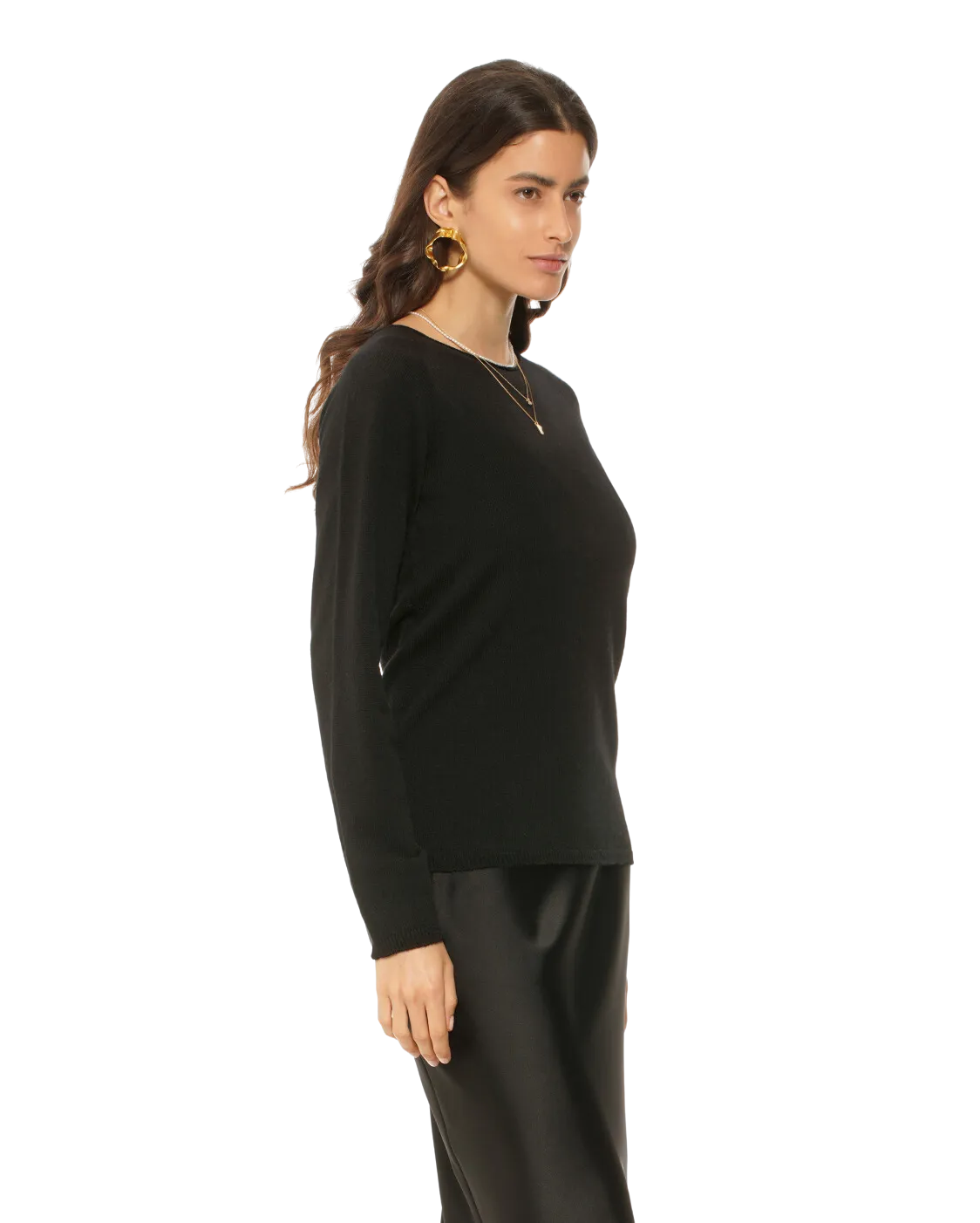 Women's Ultralight Cashmere Raglan Crew Neck Sweater Black