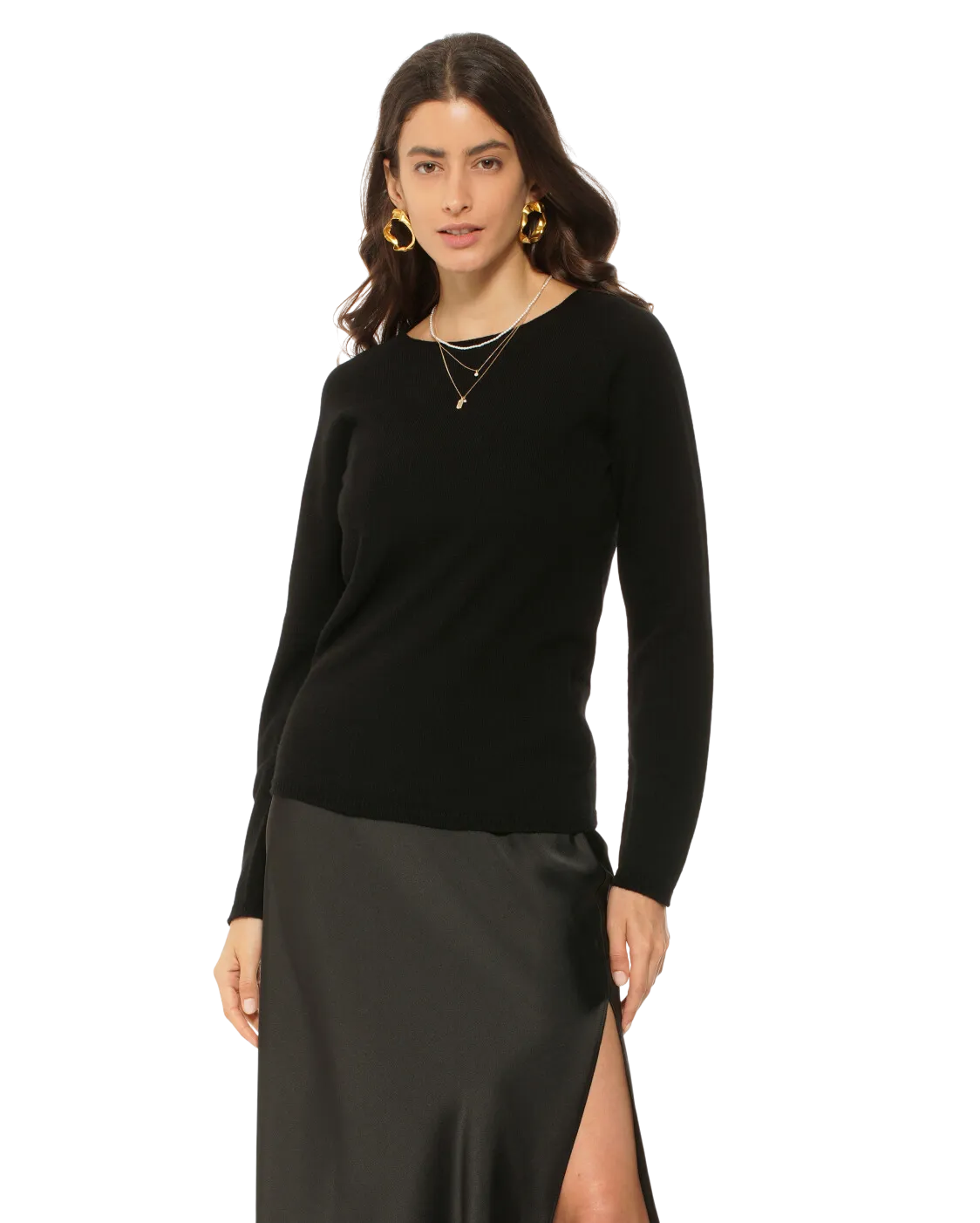 Women's Ultralight Cashmere Raglan Crew Neck Sweater Black