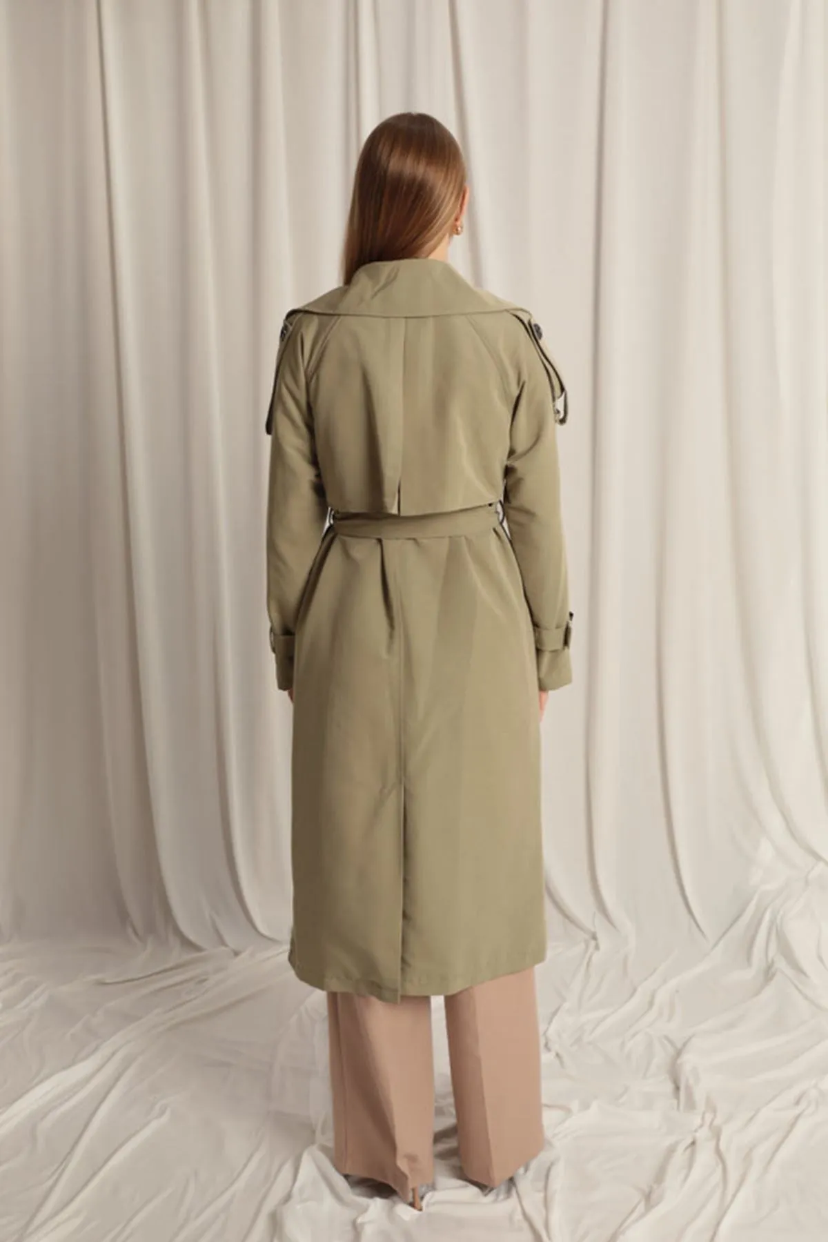 Woven Fabric Waterproof Women's Khaki Trench Coat