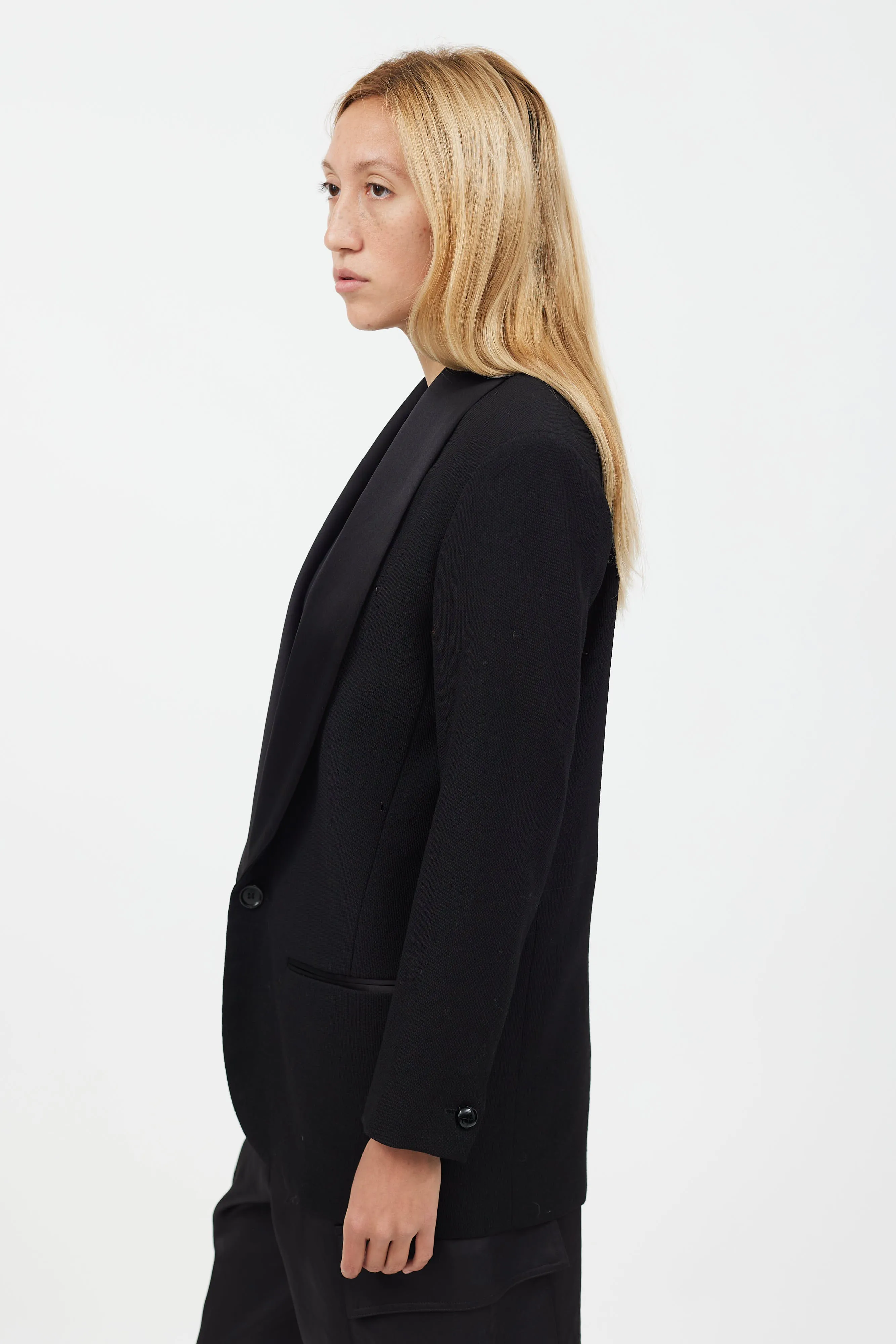 X H&M Black Satin Collar Blazer